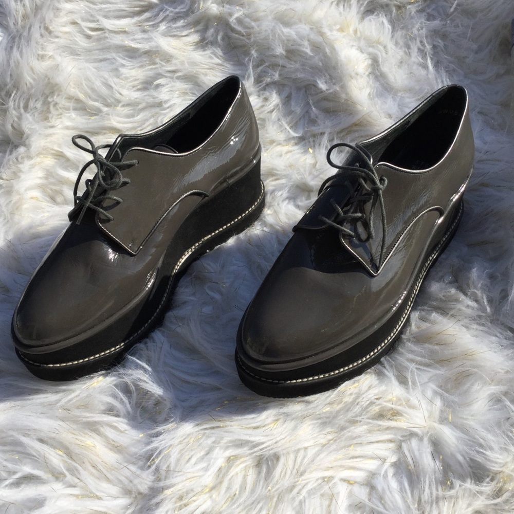 Stuart Weitzman Pipekent Gray Platform Oxfords